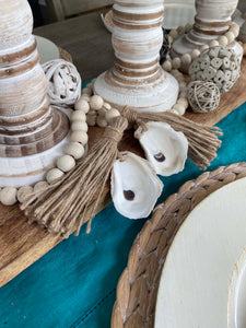 Oyster Shell Wooden Bead Garland with Tassels image 4