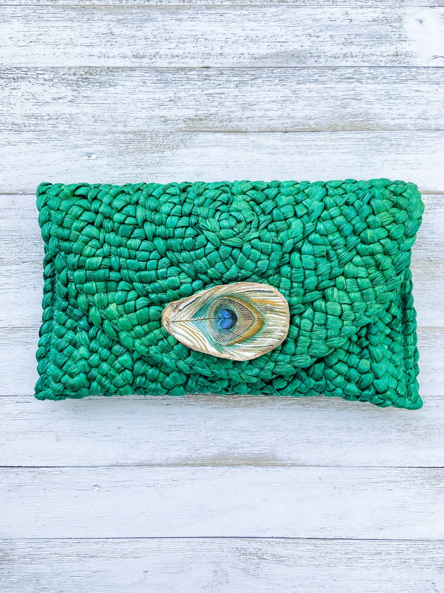 Peacock Feather Oyster Shell Clutch image 0