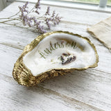 Personalized Oyster Shell Jewelry Dish with Last Name & Wedding Date