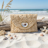 Beige Oyster Shell Clutch