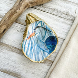 Great Blue Heron Oyster Shell Jewelry Dish