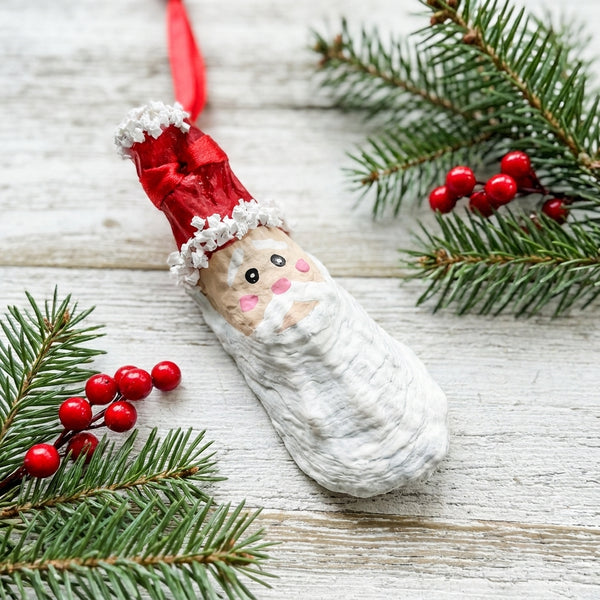 Oyster Shell Santa Ornament