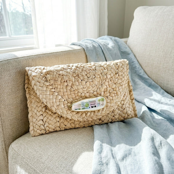 Rainbow Row Oyster Shell Clutch