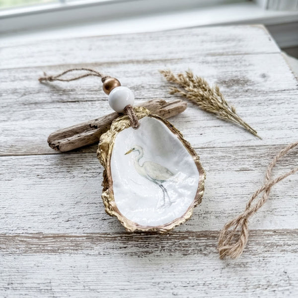 Egret Oyster Ornament