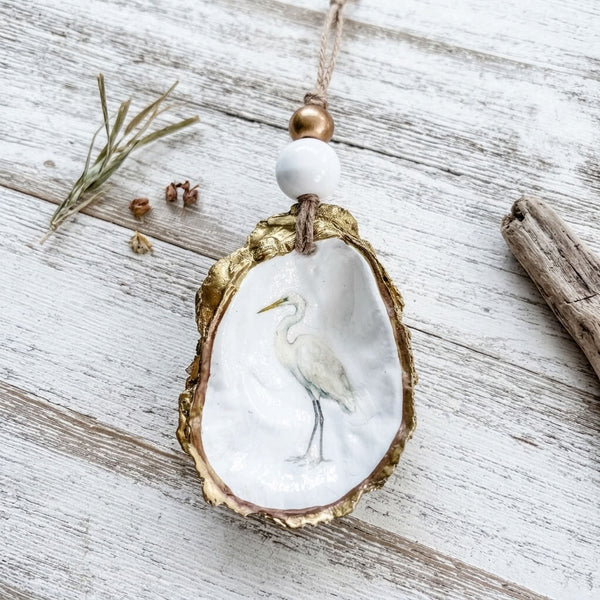 Egret Oyster Ornament