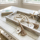 Oyster Shell Wooden Bead Garland with Tassels