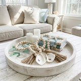 Oyster Shell Wooden Bead Garland with Tassels