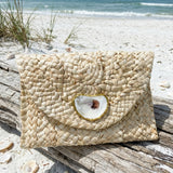 Beige Oyster Shell Clutch