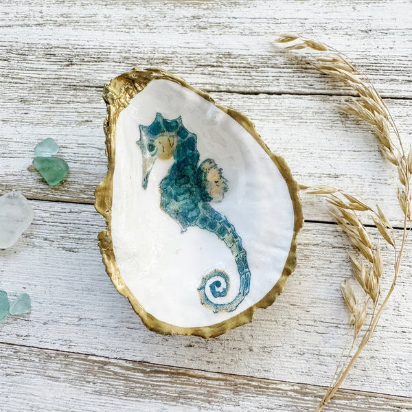 Seahorse Oyster Shell Ring Dish