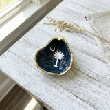 Palmetto Tree & Crescent Moon Oyster Shell Jewelry Dish