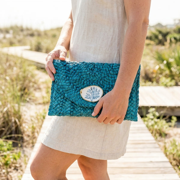 Coral Oyster Shell Clutch