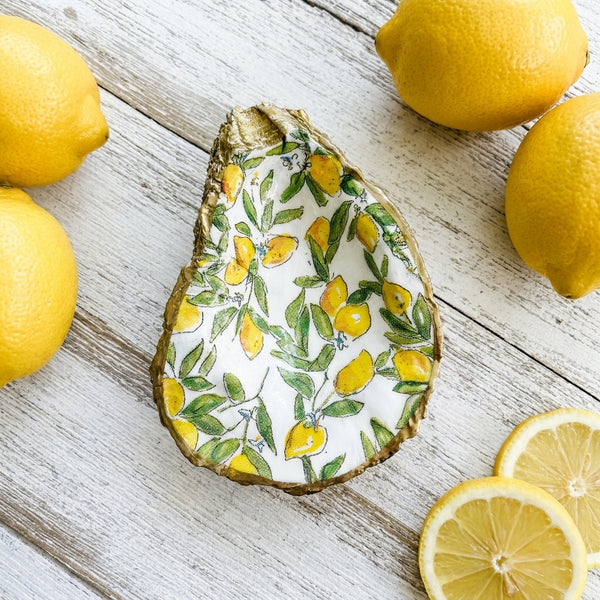 Lemon Oyster Shell Jewelry Dish
