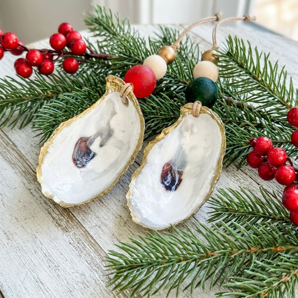 Gilded Oyster Shell Ornament - Festive Collection