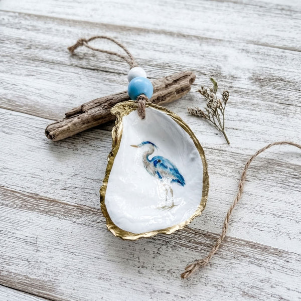 Blue Heron Oyster Ornament