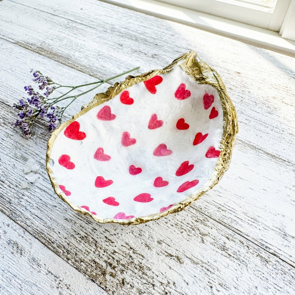 Tiny Hearts Oyster Shell Jewelry Dish