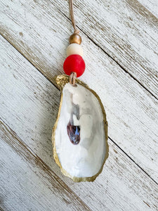 Gilded Oyster Shell Ornament - Festive Collection - Red image