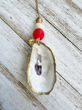Gilded Oyster Shell Ornament - Festive Collection - Red image