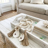 Oyster Shell Wooden Bead Garland with Tassels