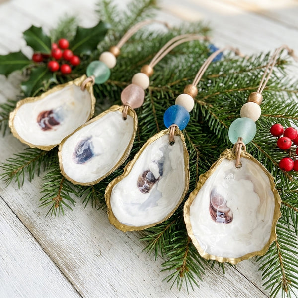 Gilded Oyster Shell Ornament - Coastal Collection