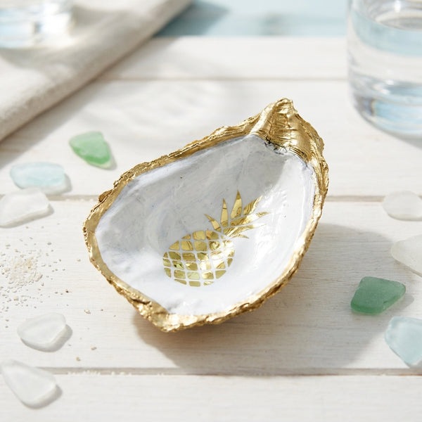 Golden Pineapple Oyster Shell Jewelry Dish