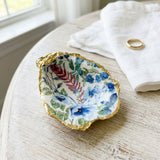 Indigo Floral Oyster Shell Ring Dish