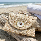 Beige Oyster Shell Clutch