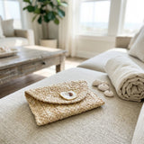 Beige Oyster Shell Clutch