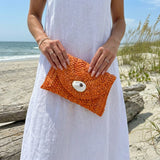 Orange Oyster Shell Clutch