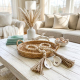 Oyster Shell Wooden Bead Garland with Tassels