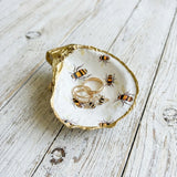 Honey Bee Oyster Shell Jewelry Dish