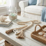 Oyster Shell Wooden Bead Garland with Tassels