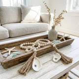 Oyster Shell Wooden Bead Garland with Tassels