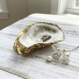 Personalized Oyster Shell Jewelry Dish with Last Name & Wedding Date