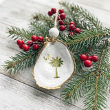 Palmetto Tree and Crescent Moon Oyster Shell Ornament