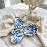 Blue and White Oyster Shell Jewelry Dish