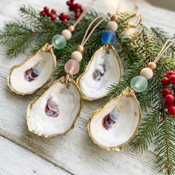 Gilded Oyster Shell Ornament - Coastal Collection