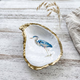 Blue Heron Oyster Shell Jewelry Dish