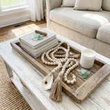 Oyster Shell Wooden Bead Garland with Tassels