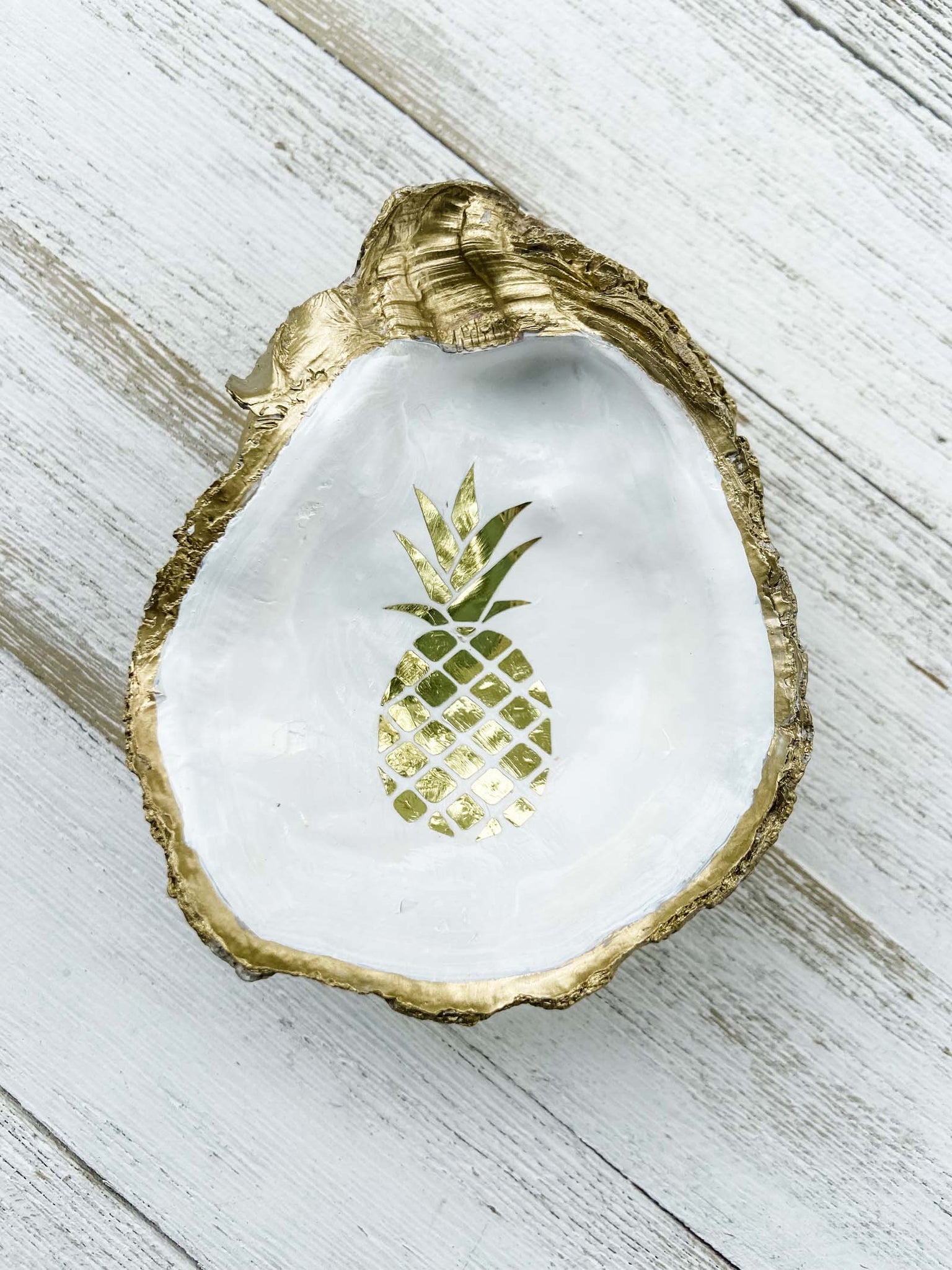 Golden Pineapple Oyster Shell Ring Dish image 0