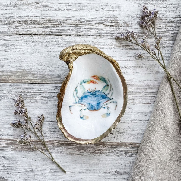 Blue Crab Oyster Shell Jewelry Dish