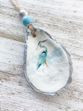 Blue Heron Decoupaged Oyster Shell Ornament image 1