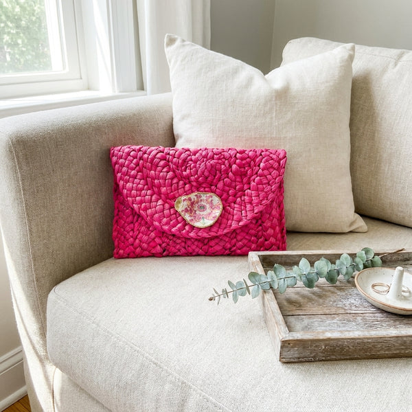 Floral Oyster Shell Clutch