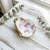 Pink Bows Oyster Shell Ring Dish