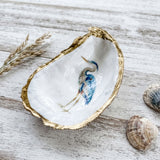 Blue Heron Oyster Shell Jewelry Dish