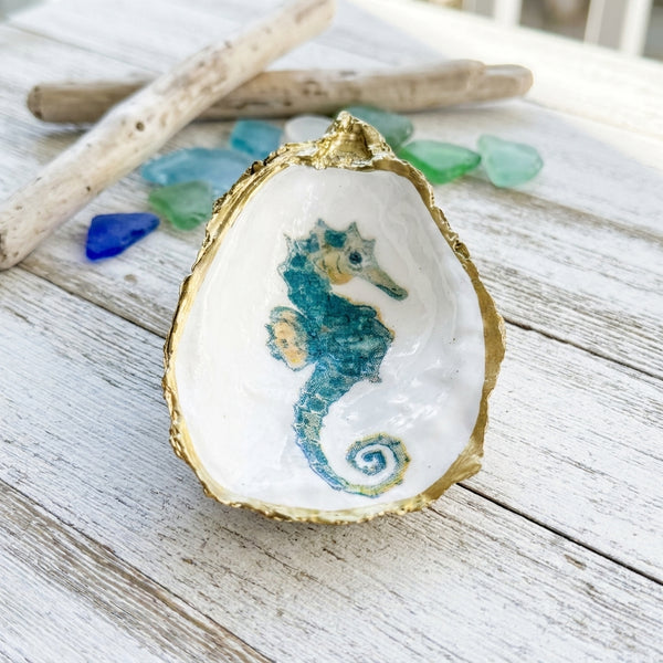 Seahorse Oyster Shell Ring Dish