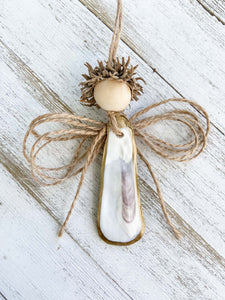 Oyster Shell Angel Ornament - Gold image