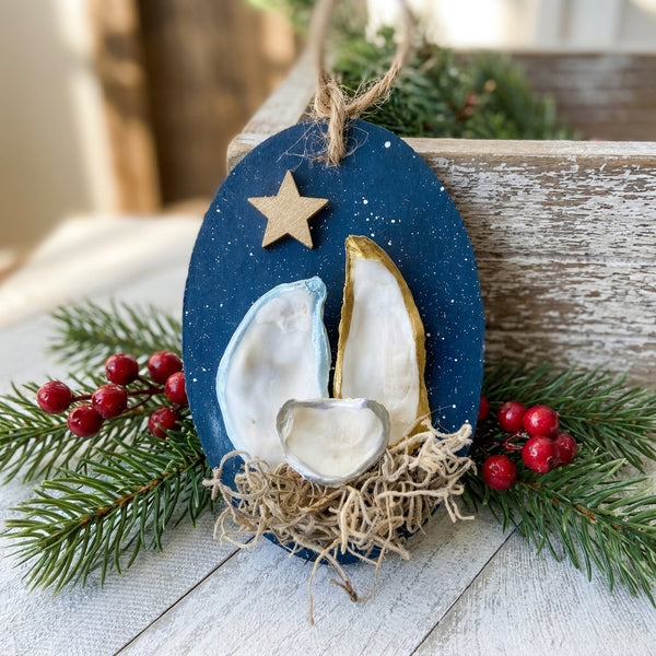 Oyster Shell Nativity Ornament