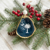 Palmetto Tree and Crescent Moon Oyster Shell Ornament