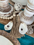Oyster Shell Wooden Bead Garland with Tassels image 3