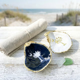 Palmetto Tree & Crescent Moon Oyster Shell Jewelry Dish
